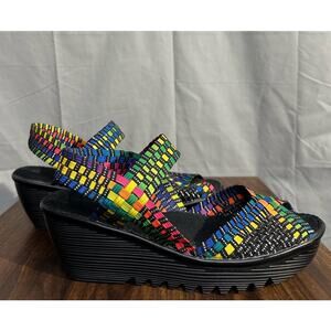 Bernie Mev Wedge Sandals Womens 41 US 10 Rainbow Colorful Fame Woven Comfort